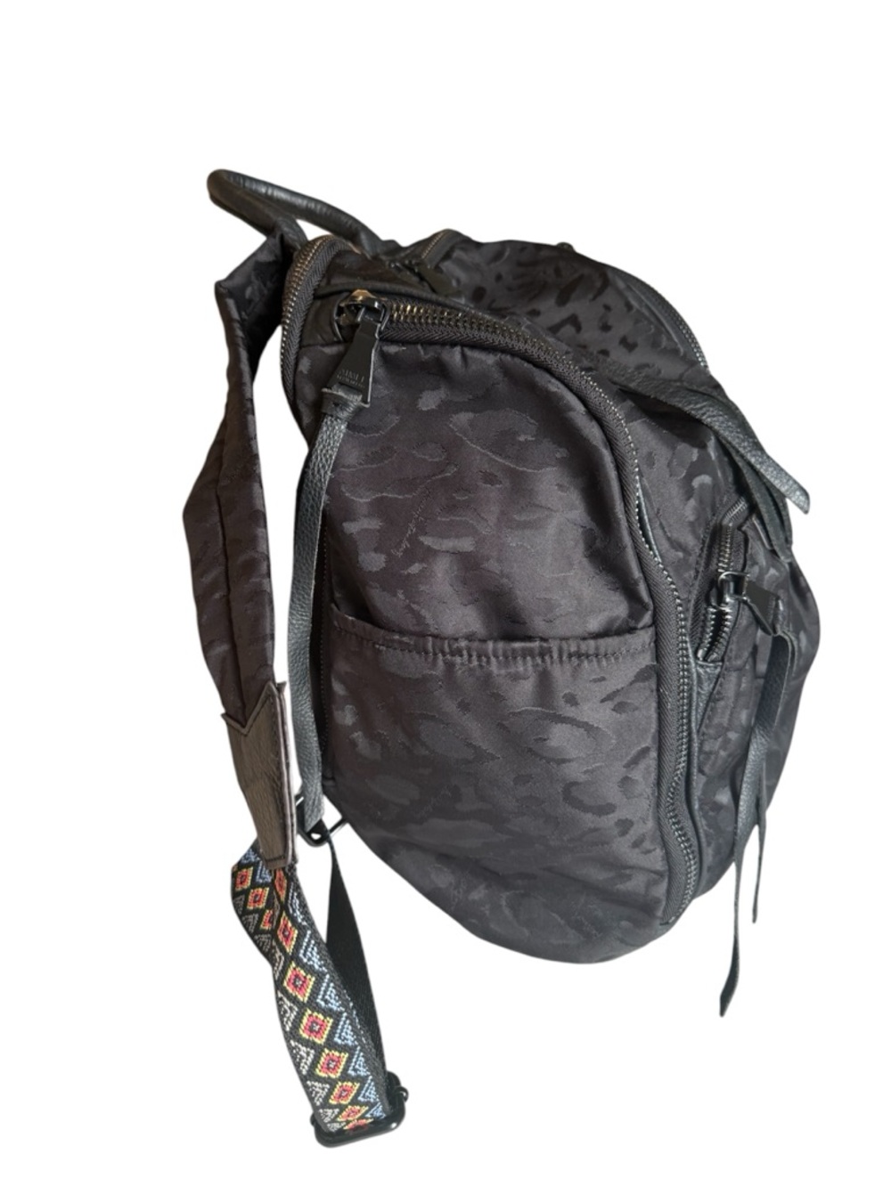 Aimee Kestenberg Black Leopard spots Nylon Backpack - Picture 4 of 13